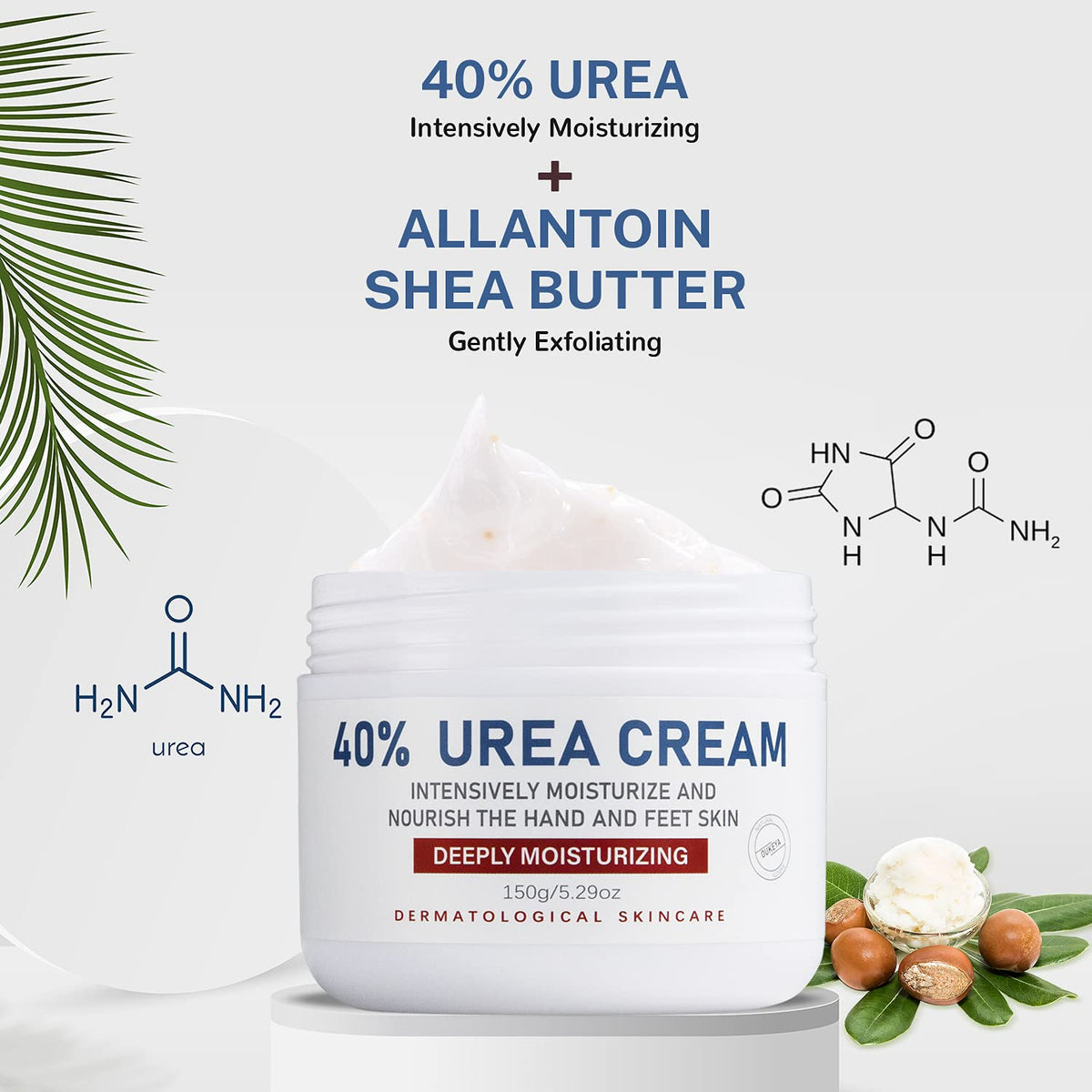 OUKEYA ingredient label close-up highlighting urea and natural humectants