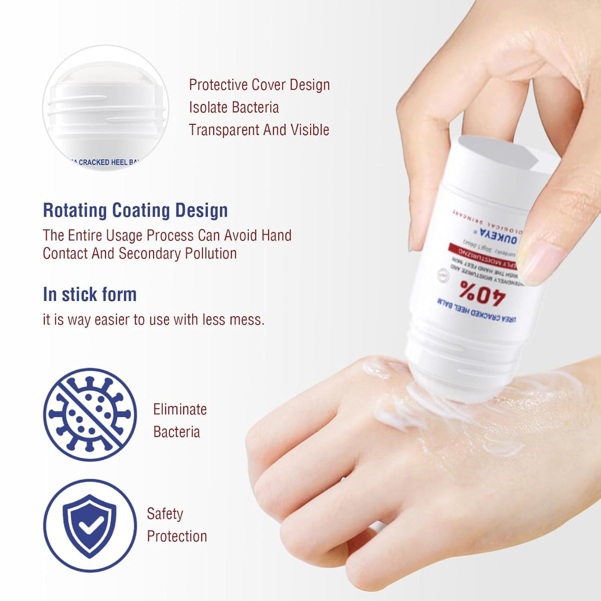 OUKEYA cream texture on skin highlighting thick formula for moisture