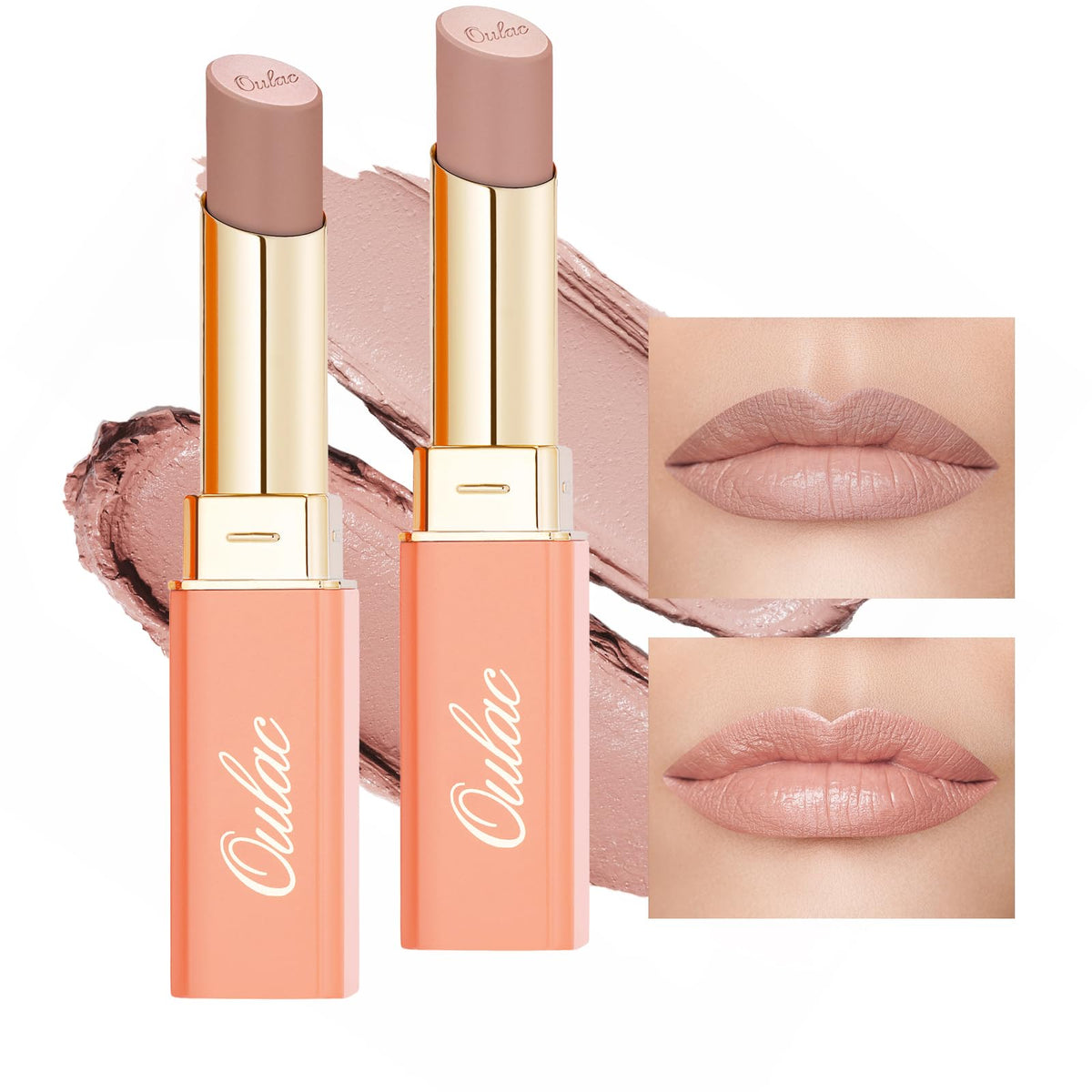 Oulac duo front packaging showing both beige nude shades and benefit hydrating color