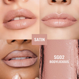 Oulac lipstick cap detail with embossed branding conveying premium packaging and durability benefit