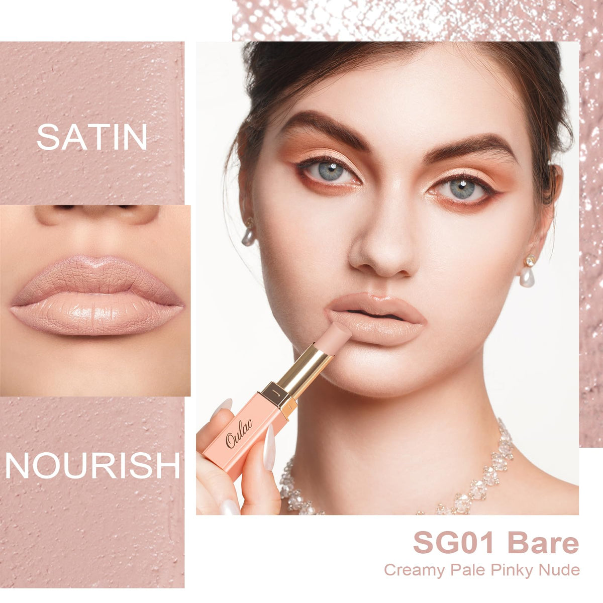 Oulac swatches on arm displaying true SG01 and SG02 pigments for shade selection benefit