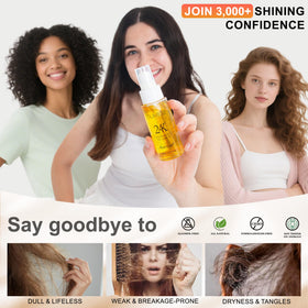 Oumigiz in-use during blow-dry demonstrating heat protection benefit: styling without frizz