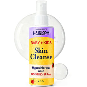 Our Family's Heirloom front label showing 4 oz bottle and gentle formula benefits