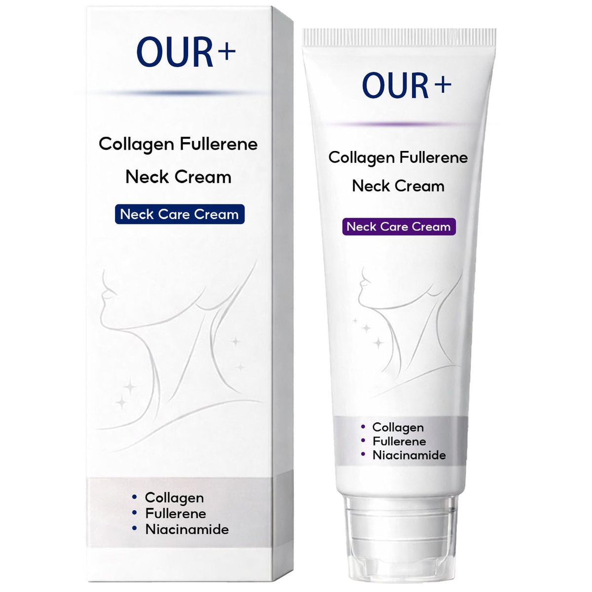 OUR+ front tube packaging showing product name and travel-ready convenience