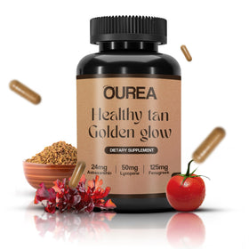 Ourea front bottle showing packaging and benefits for an everyday glow