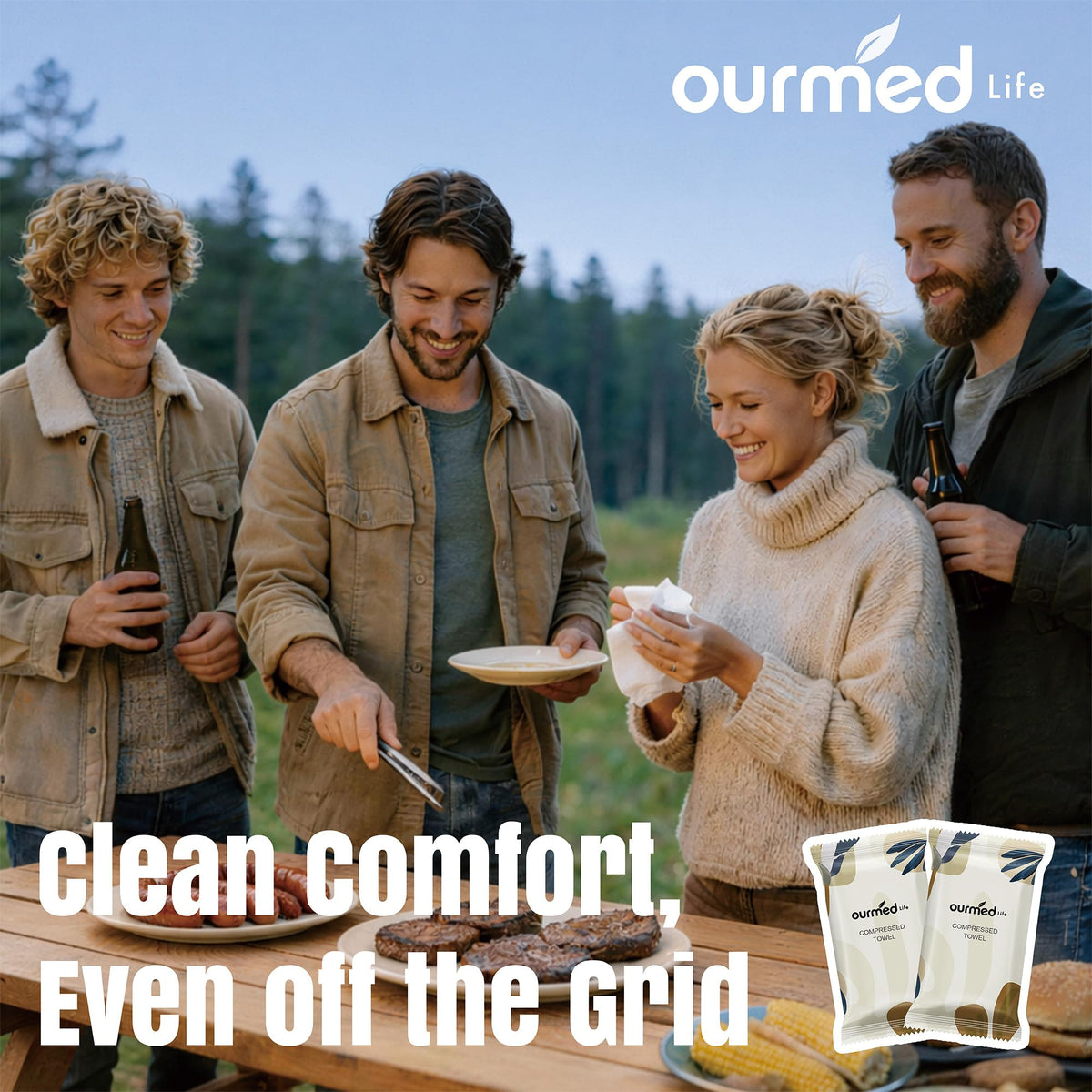 ourmed life expanded towel flat to show soft lint-free texture and coverage
