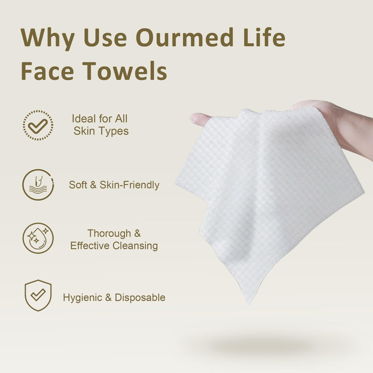 ourmed life towel displayed in bathroom lifestyle scene promoting hygienic convenience