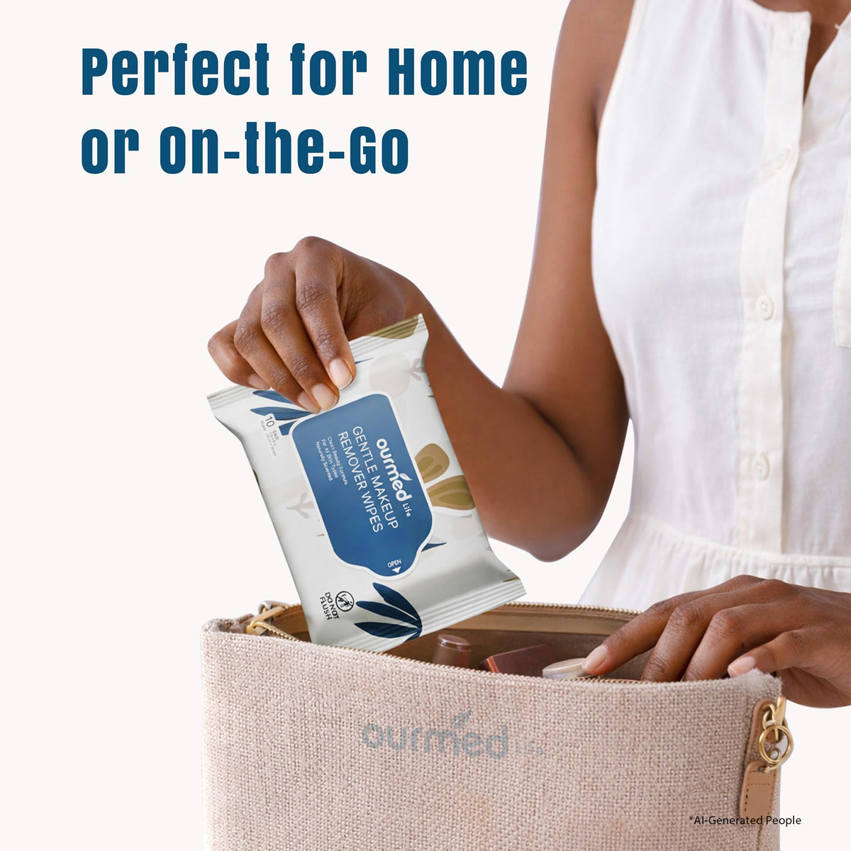 ourmed life wipe held in hand showing 8×7 inch size comparison