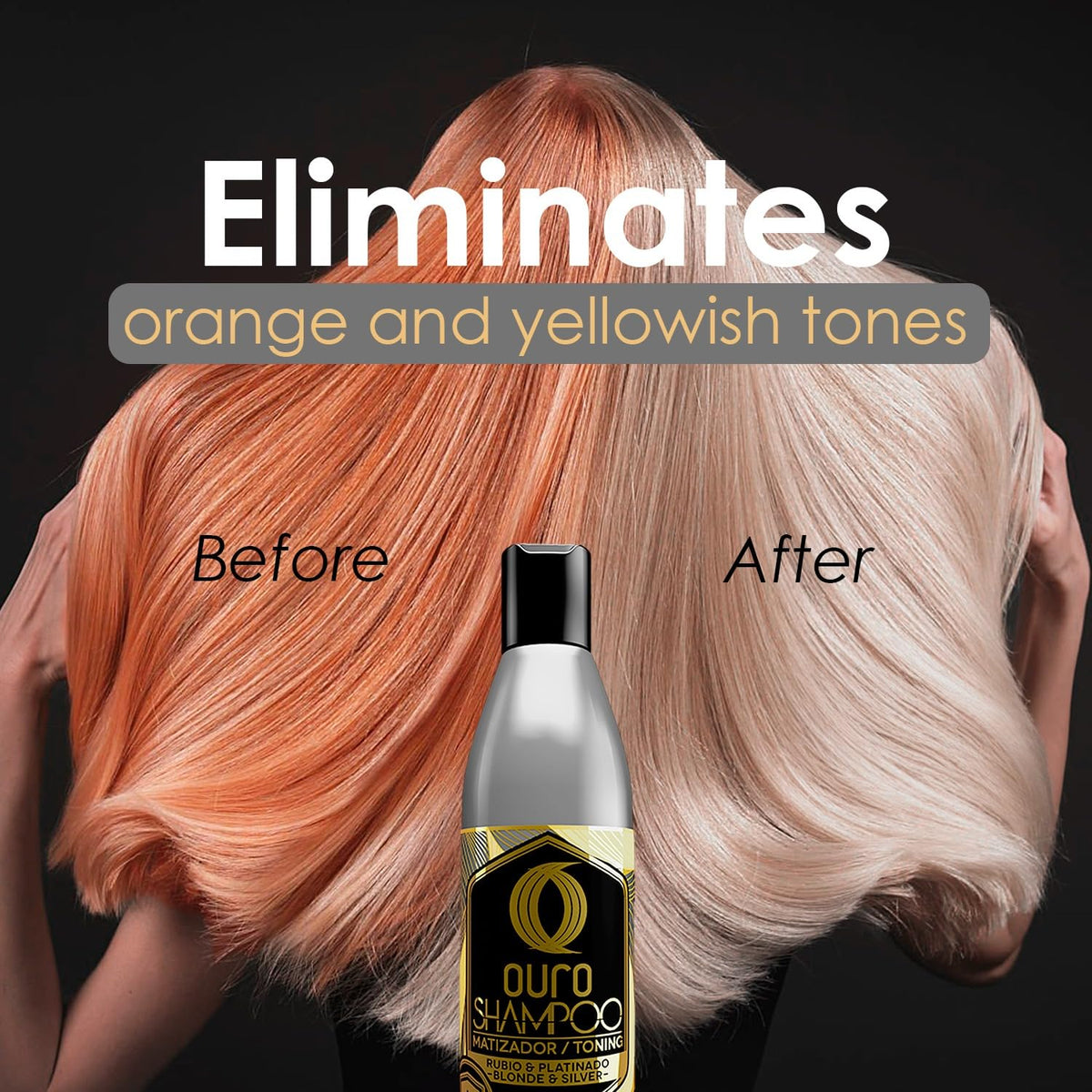 OURO shampoo lather close-up on blonde hair, demonstrating gentle cleansing advantage