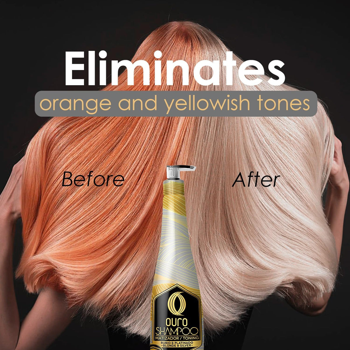 OURO close-up label highlighting usage instructions and toning benefits