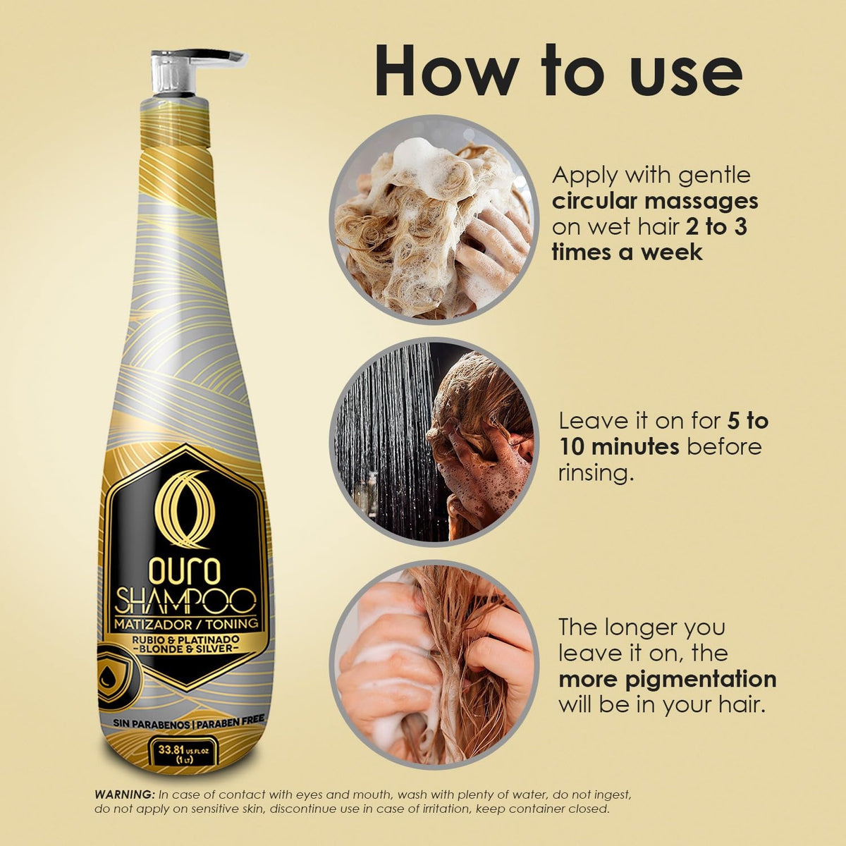 OURO bottle next to a ruler for scale showing the 1000 ml professional size