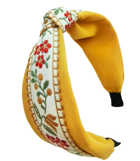 OUTVIE front view showing yellow boho headband and decorative lace, enhances outfits