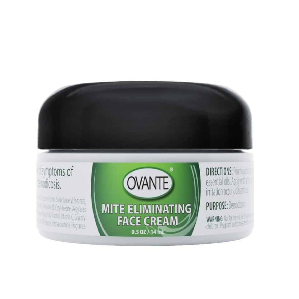 OVANTE jar front view showing cream for quick demodex relief