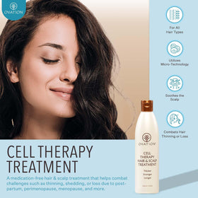 Ovation Hair close-up of key ingredients like biotin and aloe highlighting nourishing benefits