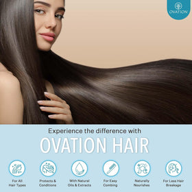 Ovation Hair styled bouncy hair in lifestyle setting showing added volume