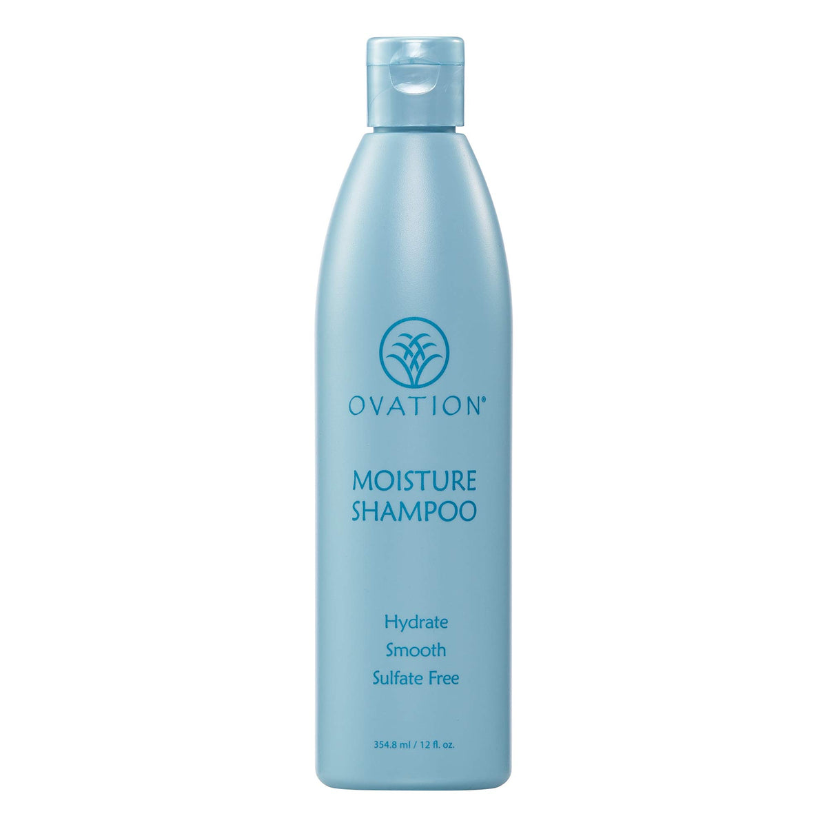 Ovation Moisture Shampoo front packaging showing label and bottle — clear product identification and appeal