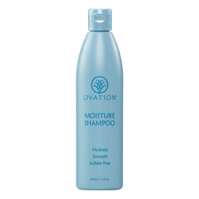 Ovation Moisture Shampoo front packaging showing label and bottle — clear product identification and appeal