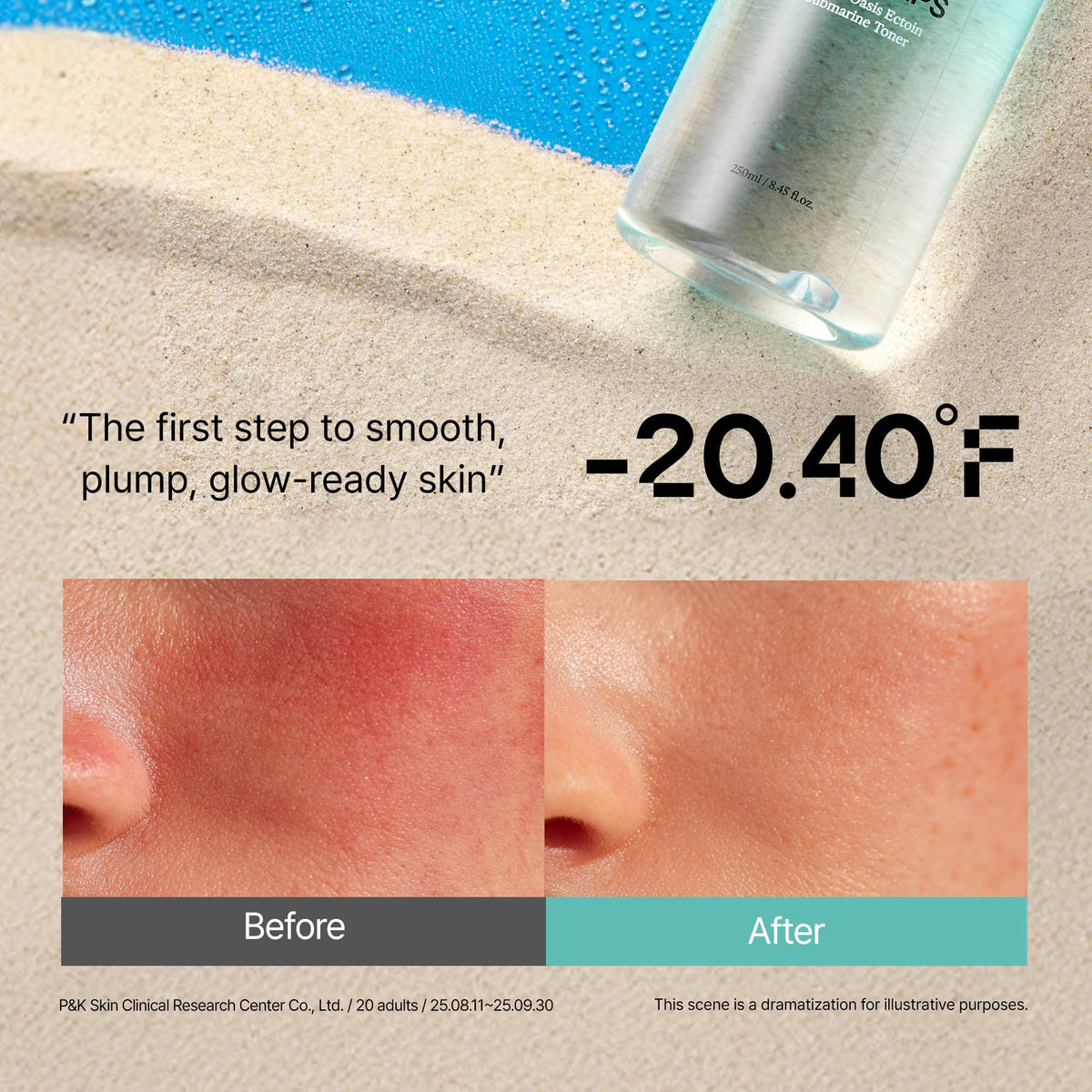 OVERLAPS pouring toner onto hand to show cooling, nonsticky application