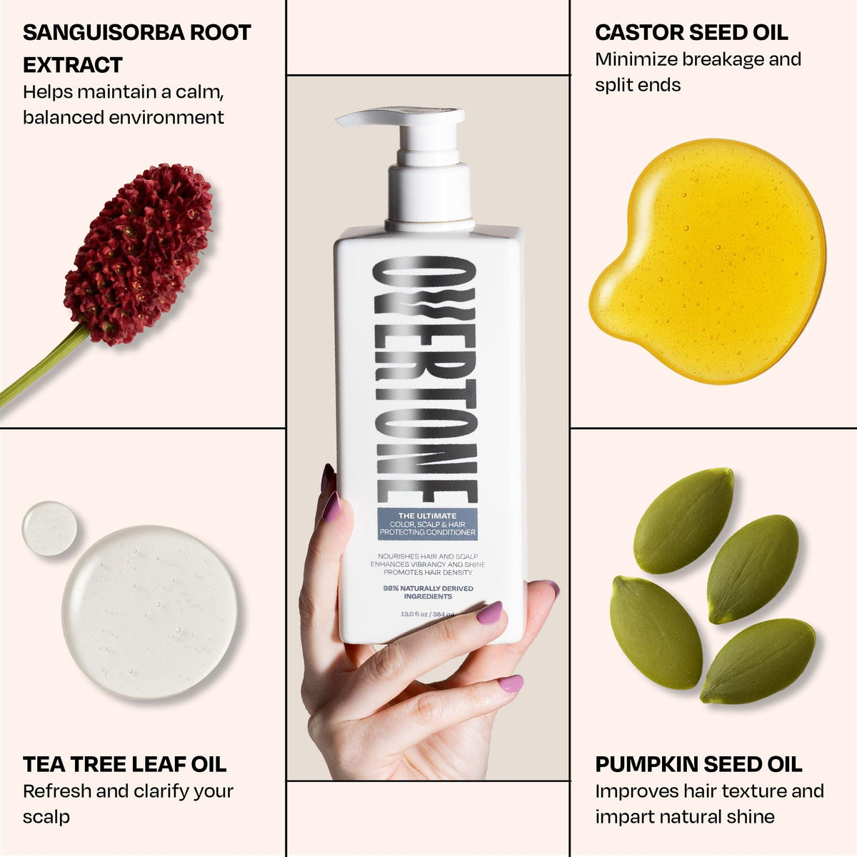 oVertone used on color-treated hair showing vibrant healthy shine