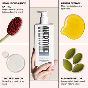 oVertone used on color-treated hair showing vibrant healthy shine