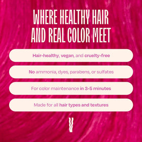 oVertone before and after hair comparison demonstrating refreshed magenta tones