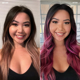 oVertone applying conditioner in shower showing simple rinse-and-go color maintenance
