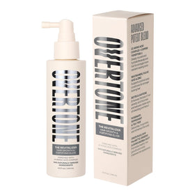 oVertone Revitalizer size comparison 144 mL bottle beside common items to show scale