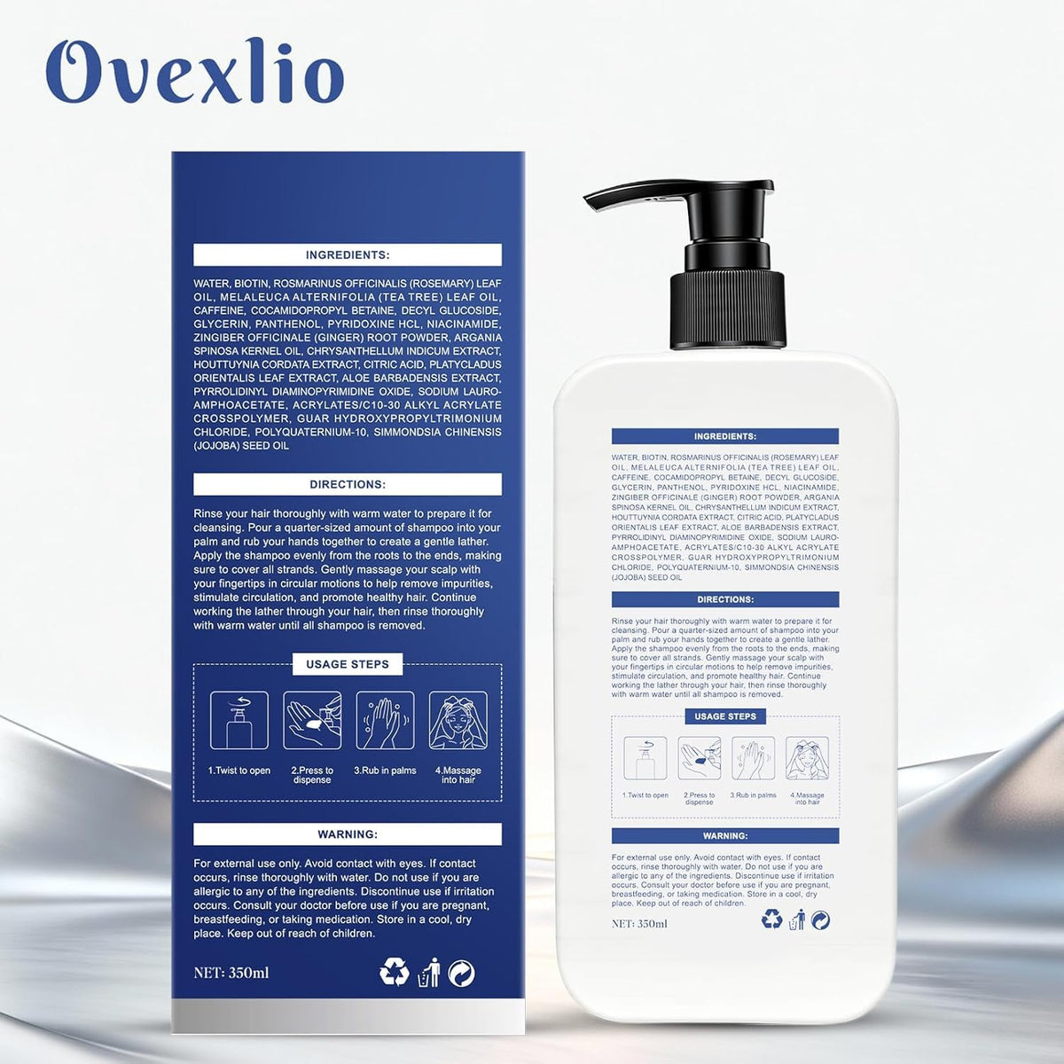 OVEXLIO lifestyle image of woman styling fuller-looking hair showing improved manageability