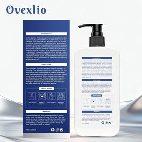 OVEXLIO lifestyle image of woman styling fuller-looking hair showing improved manageability