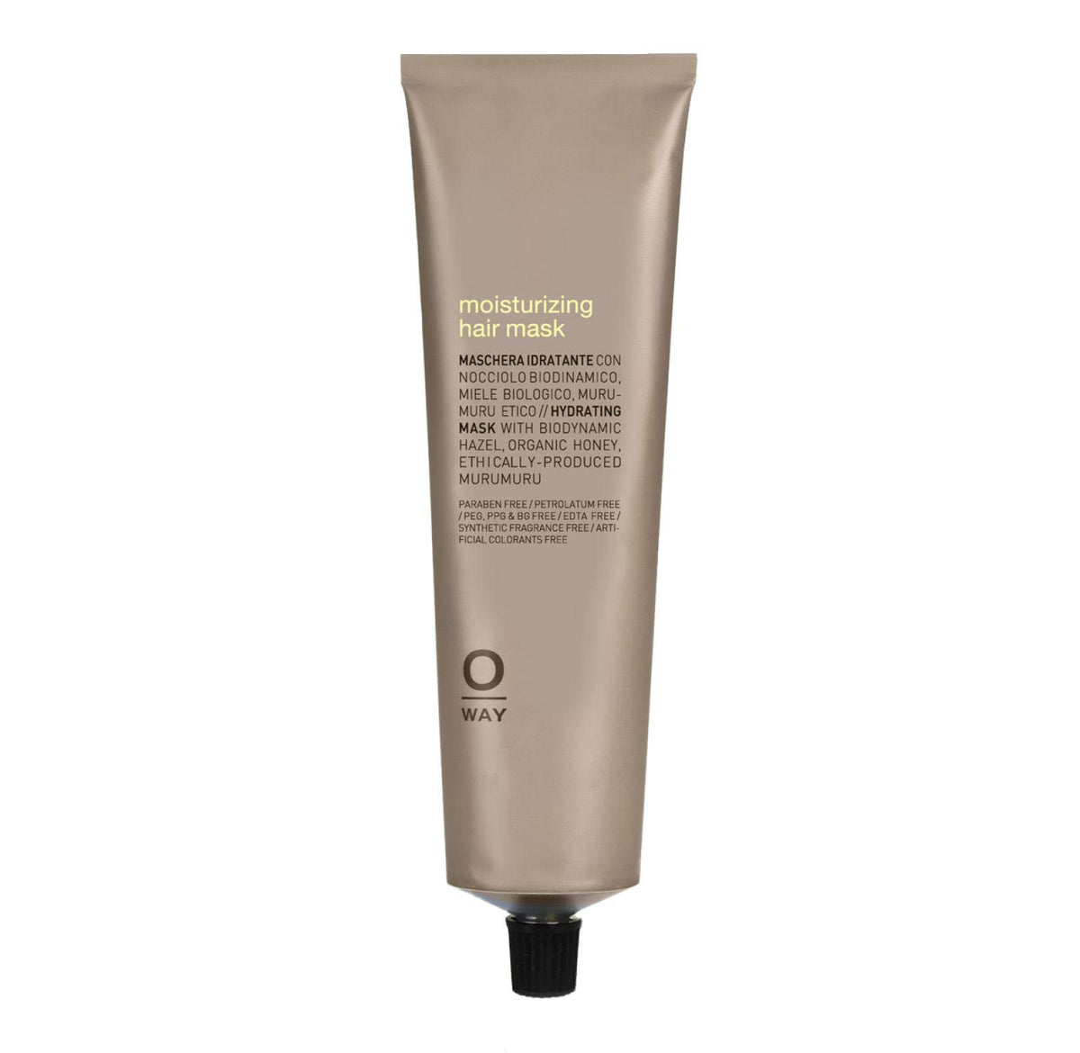 OWAY moisturizing hair mask front jar showing label and size for easy identification and daily use benefit