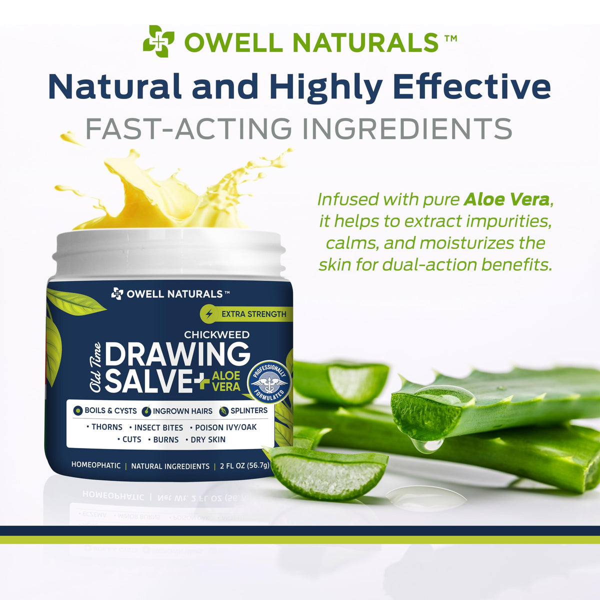 OWELL Naturals 2 oz size next to a coin showing scale for travel-friendly convenience