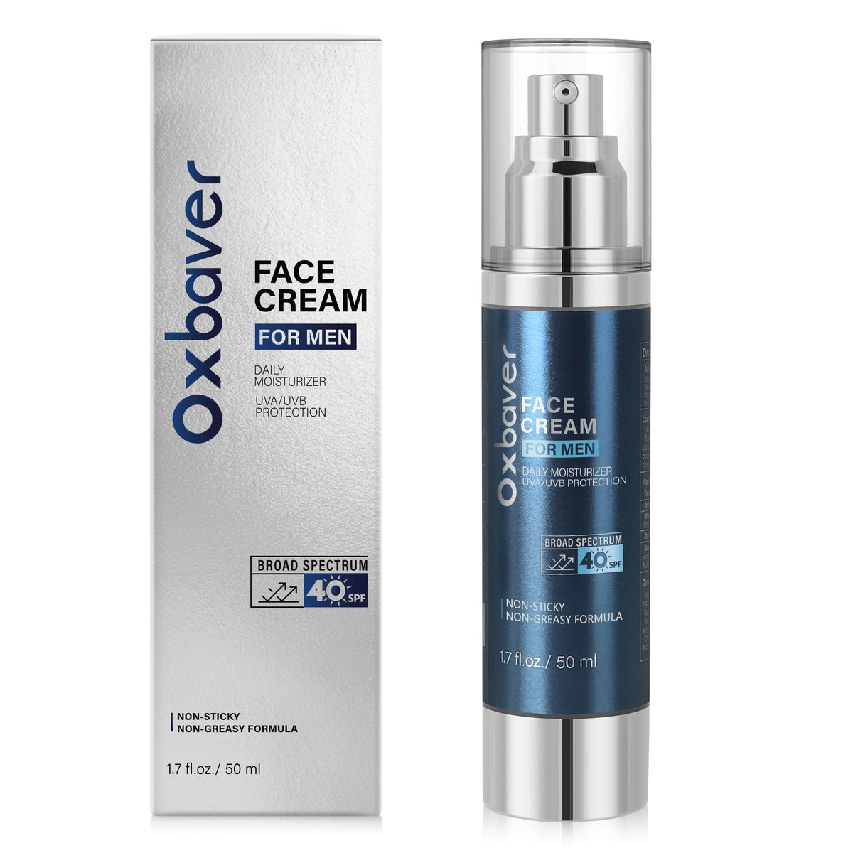Oxbraver front packaging jar showing product benefits and SPF 40