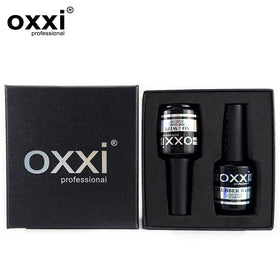 OXXI Professional close-up of two 15ml gel bottles highlighting formulas