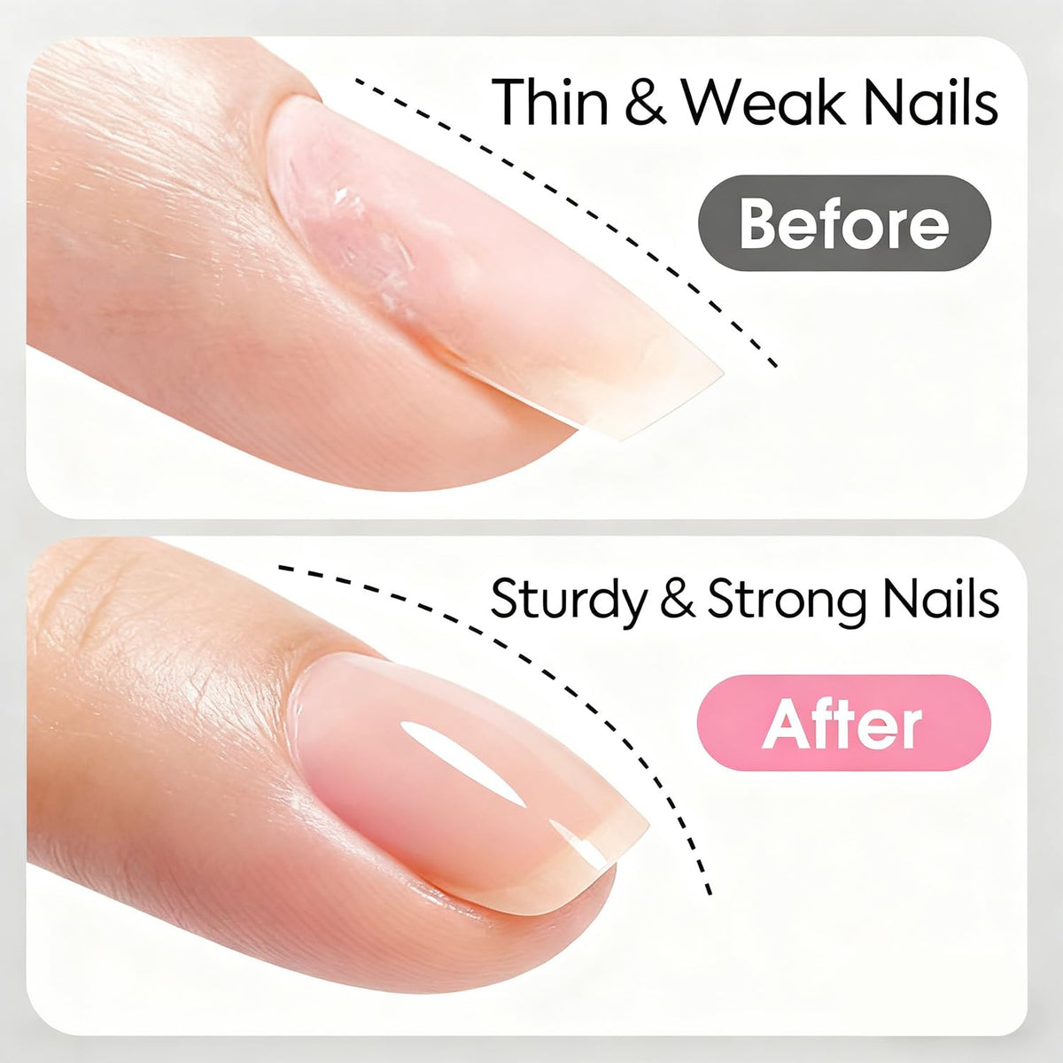 OXXI Professional application on nail demonstrating flexible rubber base protection