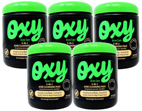 Oxy front packaging showing five tubs and product labeling benefit convenience