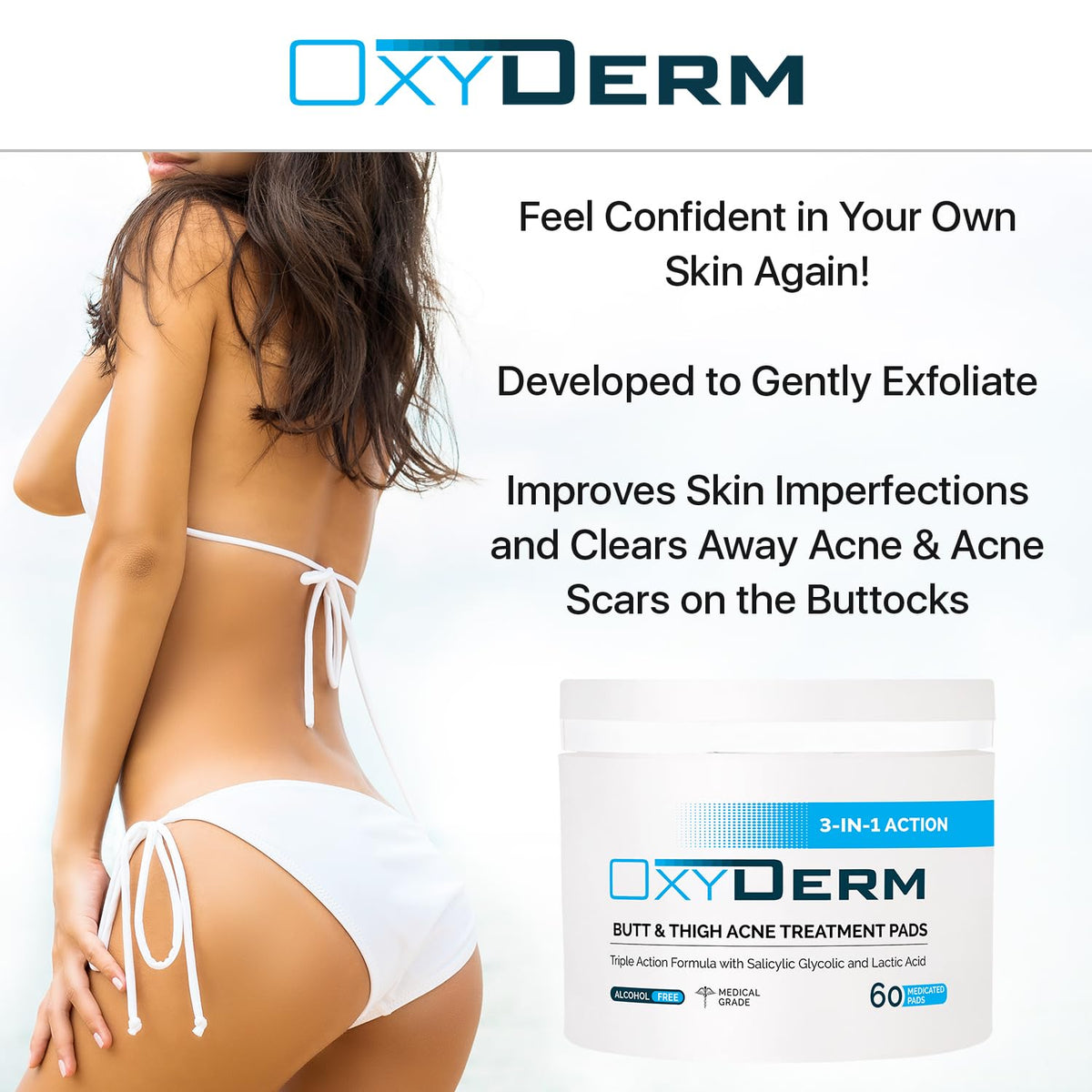 oxyderm on bathroom counter as lifestyle image encouraging daily use