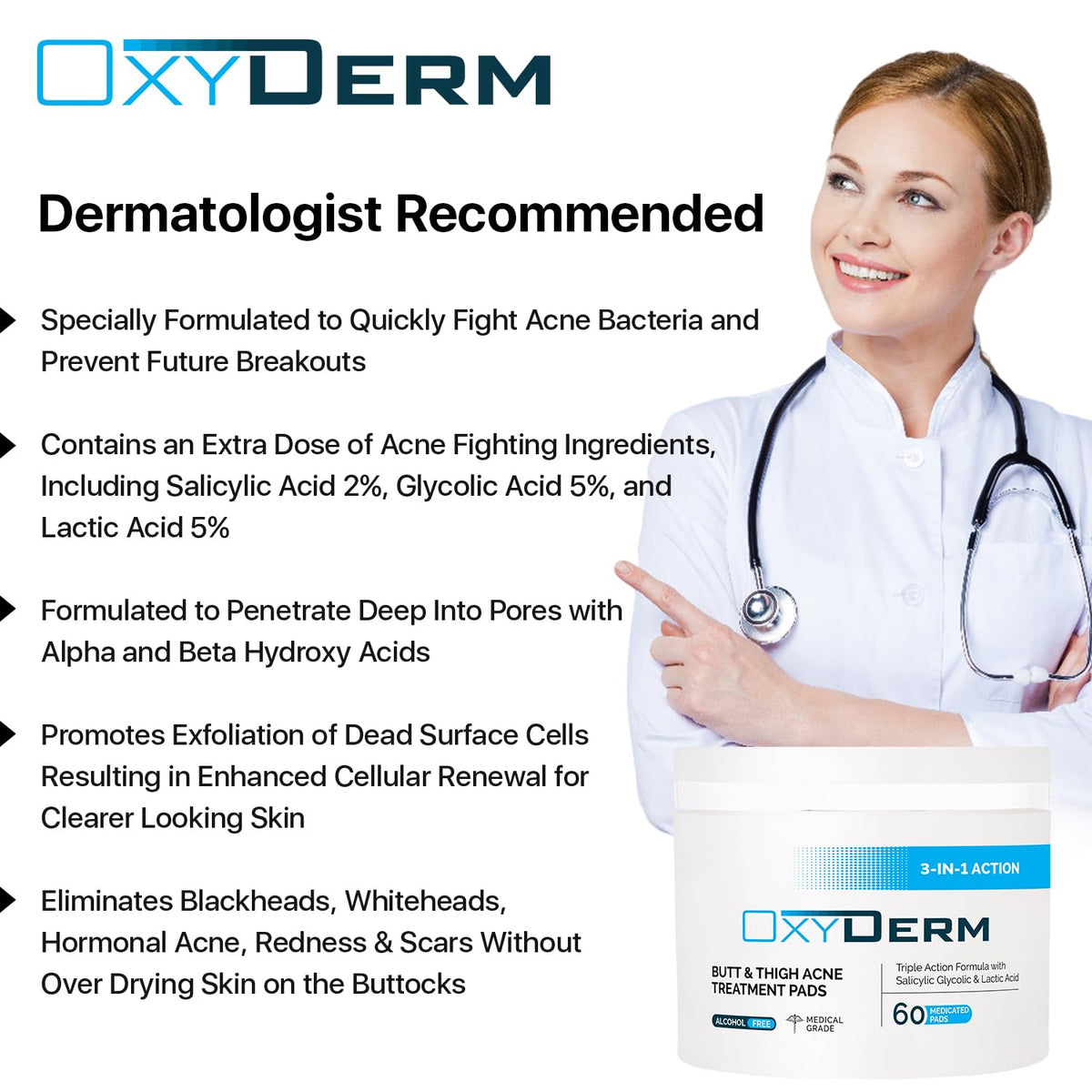 oxyderm pad texture close-up displaying soaked pad and gentle exfoliation