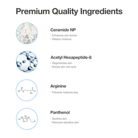 Ceramide NP and centella botanicals beside OxygenCeuticals packaging highlighting soothing actives