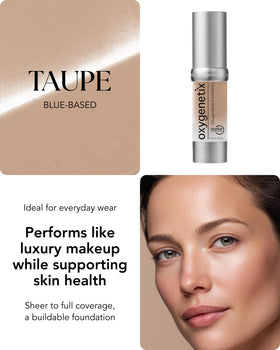 Oxygenetix creamy texture close-up showing blendable, weightless finish benefit
