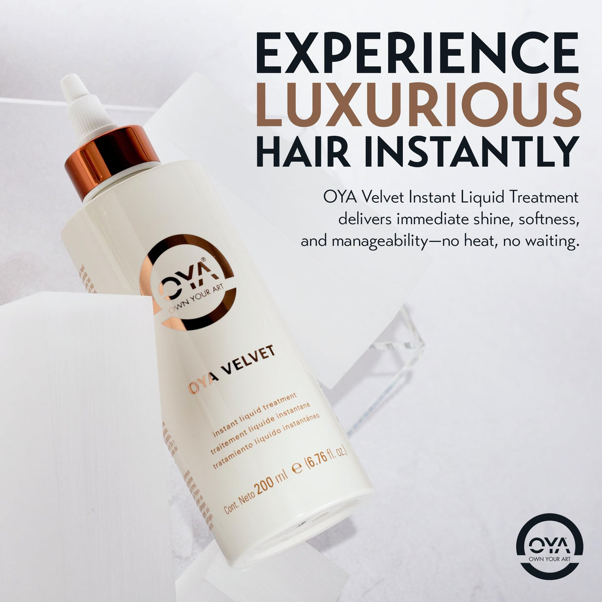 OYA close-up ingredient label highlighting keratin-supportive formula