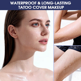 oygcee before and after arm application, illustrating seamless tattoo concealment