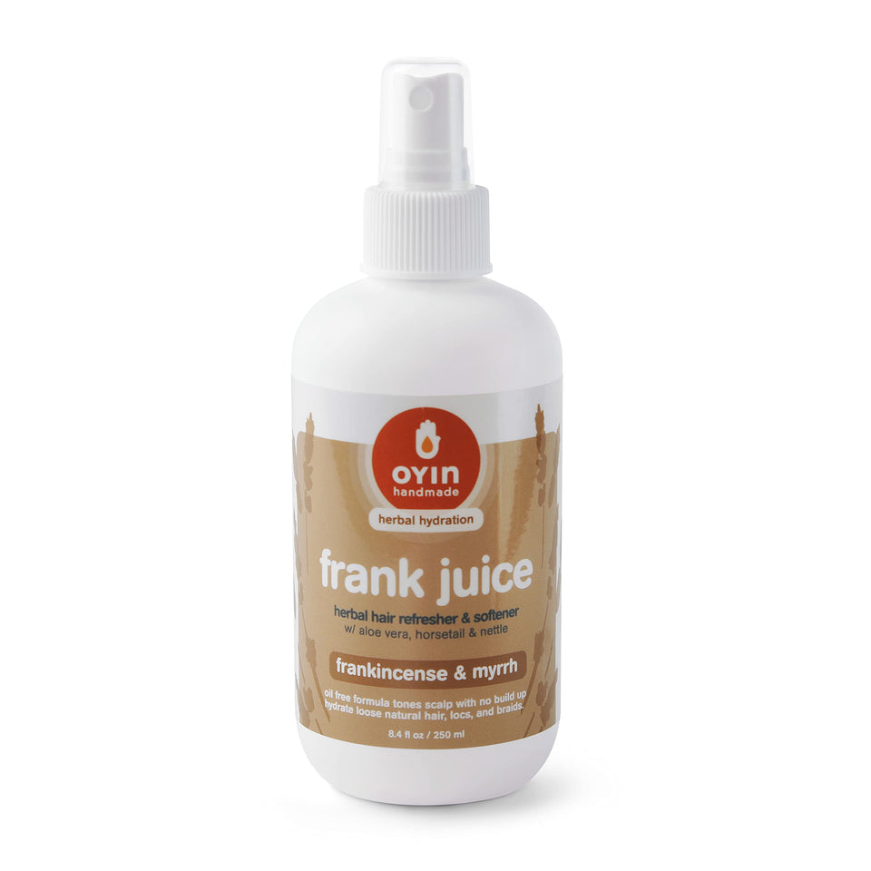 Oyin Frank Juice front bottle showing label and size, highlighting botanical hydration benefit