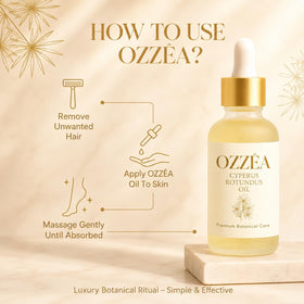 OZZÊA oil texture drop demonstrating lightweight, fast-absorbing finish benefit