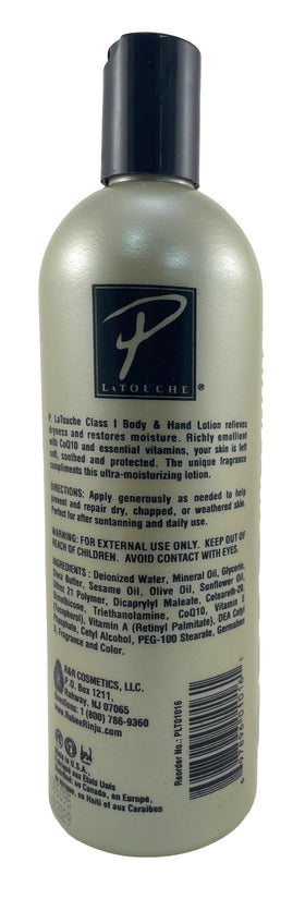 P. Latouche lotion texture on hand illustrating creamy, fast-absorbing hydration benefit.