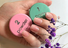 P-Shine pink powder detail illustrating fine finish and protective layer