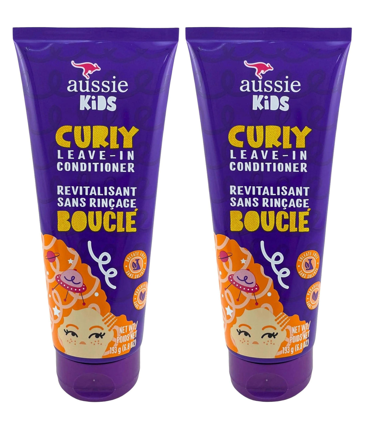 P&G-Aussie front packaging showing two 6.8 oz bottles and clear kid-friendly benefits