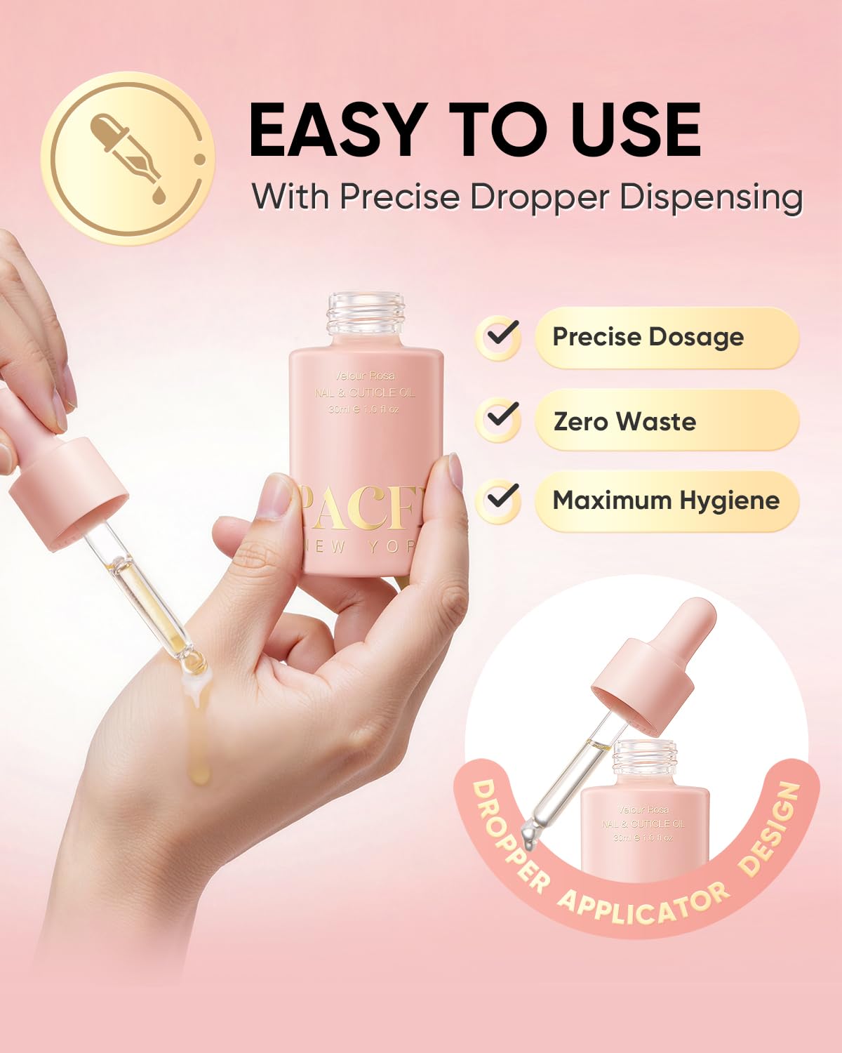 Pacfe oil texture close-up highlighting lightweight, fast-absorbing finish