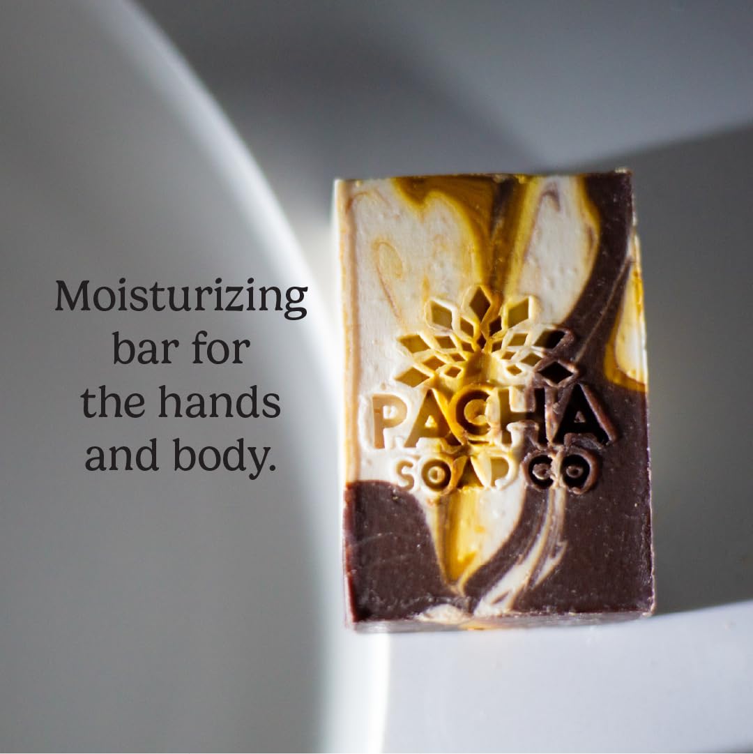 Pacha Soap Co almond goat milk close-up texture revealing creamy moisturizing lather