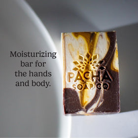 Pacha Soap Co almond goat milk close-up texture revealing creamy moisturizing lather