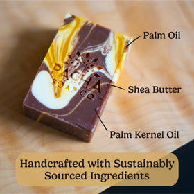 Pacha Soap Co almond goat milk three bars stacked showing artisanal appearance
